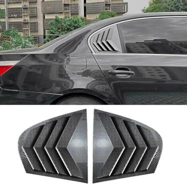 Imagem de XITER 2 peças ABS Fibra de Carbono Estilo Corrida ABS Persianas de Janela Lateral Traseira Cobertura para BMW Série 5 2004 2005 2006 2007 2008 2009 2010 E60 Sedan (Fibra de Carbono Preta)