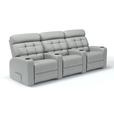 Imagem de Sofá 3 Lugares Reclinável Elétrico Massagem Em Couro Bovino Cinema