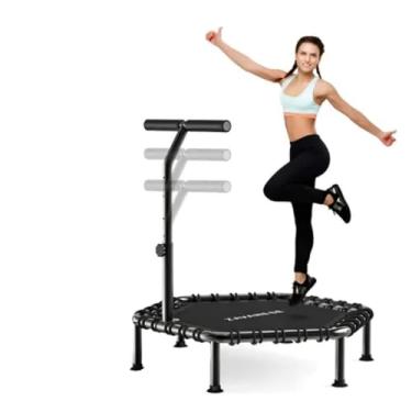 Imagem de NOVEVE Trampolins Jump Dobrável Com Apoios De Braços Ajustáveis Diâmetro Do Trampolim 108 Cm Capacidade De Carga 250kg Preto