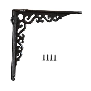 Imagem de Generic Suporte de prateleira decorativo, suporte de prateleira rústico em forma de L, de canto de metal preto espesso para montagem na parede, Style B