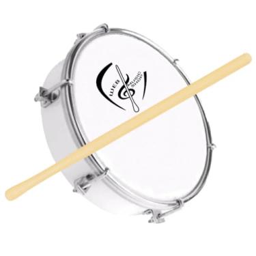 Imagem de Tamborim 6 Pol. Abs Pele Leitosa C/Baqueta Madeira e Chave de Afinação - Web Music Shop (Branco)