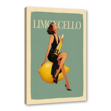 Imagem de Pôster em tela de licor de limão mulher sexy sentada em limões Limoncello cozinha arte de parede impressão de imagem moderna criatividade sala de jantar decoração de bar (SKU3,27.9x35.6 cm = (28x35 cm