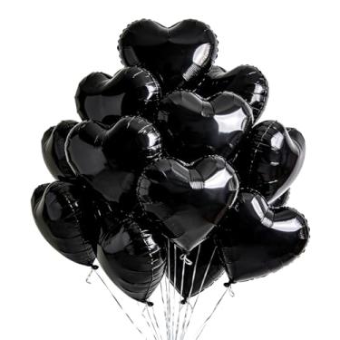 Imagem de [20 peças] Balões pretos de 45,7 cm, um monte de balões de hélio de coração, suporte de hélio, dia dos namorados, aniversário, casamento, noiva, noivado, festa, aniversário, dia das mães, decorações