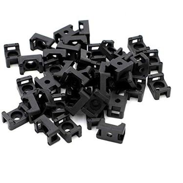 Imagem de AKOAK Pacote com 100 cabos de plástico preto com suporte de sela, base de montagem de sela, Hole Dia 6mm, BLACK
