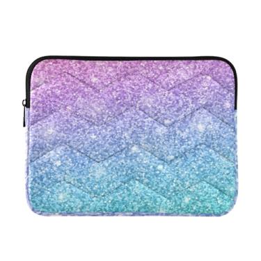 Imagem de GAIGEO Bolsa para laptop fina e leve com glitter rosa verde, bolsa de transporte de tablet de viagem para trabalho, feminina, de 13 a 14 polegadas