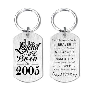 Imagem de Yobent Presentes de aniversário para homens mulheres ele, chaveiro personalizado de feliz aniversário, presentes masculinos exclusivos para aniversário, 21st2024, 2 * 1.1inch