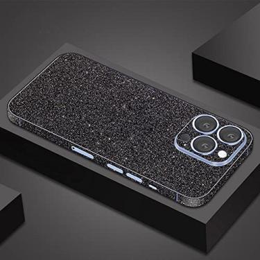 Imagem de VAOXTY Compatível com iPhone 17 Pro Max Bling Glitter Adesivos Skin Wraps Brilhantes Fofos para Mulheres Meninas Meninas Adesivos de Luxo Pacote com 2 Preto