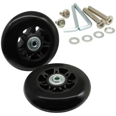 Imagem de Hordion 2 peças de substituição de rodas de bagagem, kits de reparo de roda de borracha preta de 90 x 24 mm, peças de reposição para bolsa de trole, placa de rodízio de skate em linha