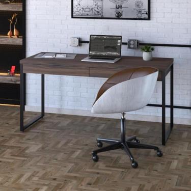 Imagem de Mesa Diretor Compace 150x60x75cm, 2 Gavetas, Cor Nogal / Est.preta