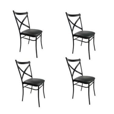 Imagem de Kit Cadeiras De Aço Ferro Linha Moderna Luxo Para Cozinha Buffet Empilháveis Salão De Festa