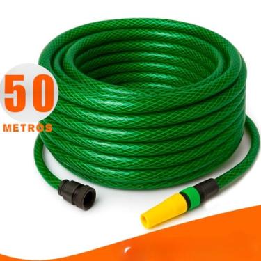 Imagem de Mangueira de Jardim Trançada Reforçada em PVC com Esguicho e Conector | 7/16” | Alta Pressão(50m)