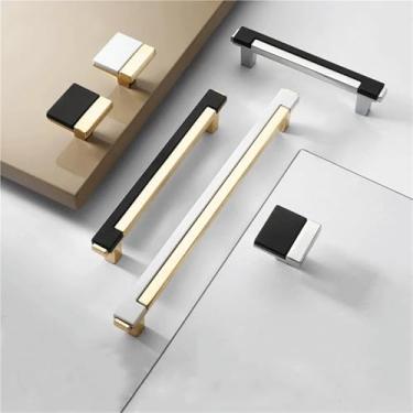 Imagem de Puxadores de móveis brancos dourados claros puxadores de gaveta de liga de zinco puxadores de porta de armário puxadores de porta de móveis 1 peça (ouro preto 96 mm)