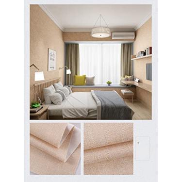 Imagem de mwpqbd Pano de parede de linho nórdico simples engenharia de hotel decoração de casa sem costura tecido grosso impermeável retardador de chamas 1 metro quadrado (MC5-23 bege claro)