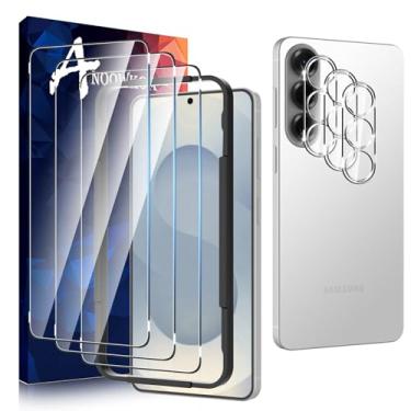 Imagem de Anoowkoa Pacote com 3 protetores de tela de vidro para Samsung Galaxy S26 Edge + pacote com 3 protetores de vidro temperado para lentes de câmera Galaxy S26 Edge. Dureza 9H. Sem bolhas. Suporta