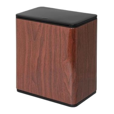 Imagem de Caixote do lixo fino para banheiro, cesto de lixo de metal moderno com tampa superior de prensa, caixote do lixo estreito de 8 litros com forro removível balde de lixo