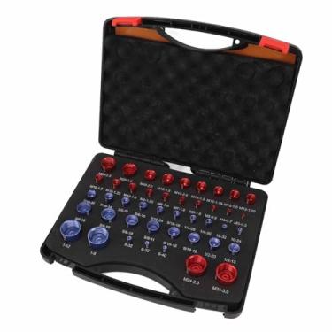 Imagem de Luqeeg Verificador de Rosca de Porca e Parafuso, Conjunto Eficiente de 44 Peças para Inspeção de Roscas Métricas, para Organização de Ferramentas e Armazenamento Organizado de Garagem