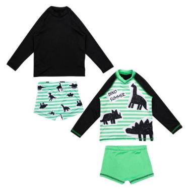 Imagem de Kit 2 Conjuntos Menino Blusa E Sunga Proteção Uv - Catarinense, Dino d