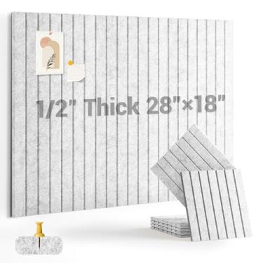 Imagem de AkuDecor Quadro de cortiça de 1,27 cm de espessura para escritório, pacote com 6 azulejos de parede de feltro - 71 cm x 45,7 cm com abas adesivas seguras, quadro de avisos grande, organizador de