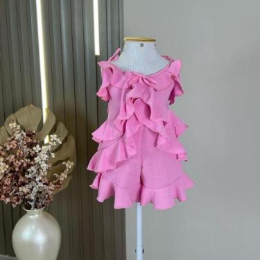 Imagem de Conjuntinho Moda Infantil Estilo Boho Chic Bata Camadas E Short Badado