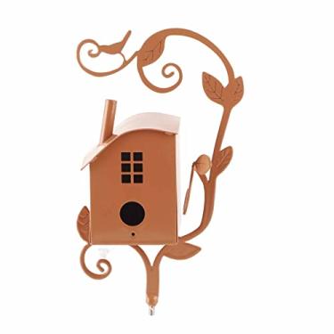 Imagem de Phefop Casa de Pássaros de Metal Com Poste, Estaca de Casa de Pássaros Em Estilo chalé Angustiado, Decoração de Jardim Ao Ar Livre, Pátio, Quintal, Arte Fácil de Montar, Sem (A)