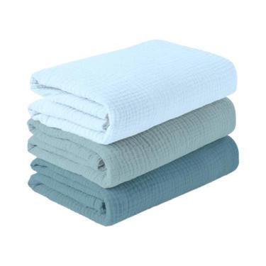 Imagem de 3 Pçs/set Macio Respirável Bebê Receber Cobertor Musselina Swaddle Cob