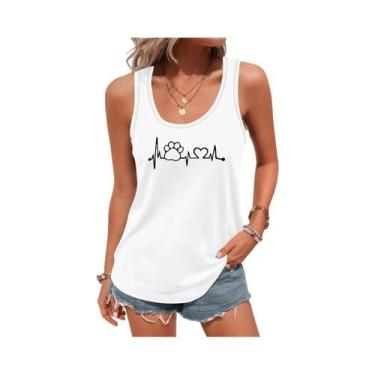 Imagem de Camiseta Feminina De Verão Sem Mangas Com Estampa De Rede E Design De 