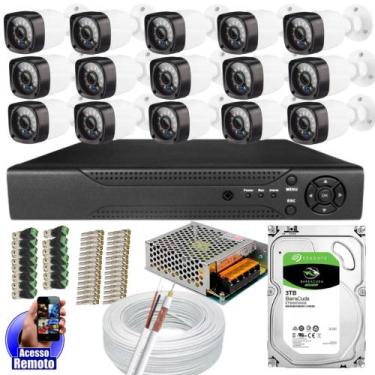 Imagem de Kit Cftv 15 Câmeras Segurança Infravermelho 20 Metros Dvr Multi Hd 16c