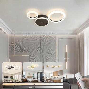 Imagem de Luminária de teto LED moderna para sala de estar, com intensidade de cor ajustável de 3000K a 6500K, controle remoto, ideal para quarto, escritório, sala de jantar e sala de estudos. Modelo