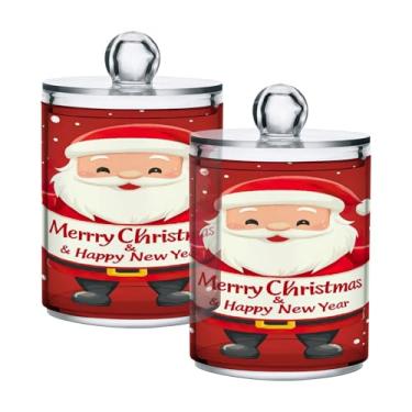 Imagem de xigua Pacote com 4 lindos suportes de Natal para bolas de algodão, cotonete – Frasco de plástico de boticário de armazenamento versátil transparente de 4 ml para banheiro e organização de