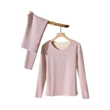 Imagem de Conjunto De Roupa Térmica Feminina Inverno Grosso Manga Longa Sem Cost