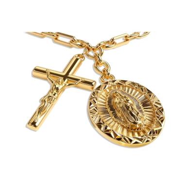 Imagem de Dolphin smile Colar de cruz para mulheres, colar delicado banhado a ouro 18 K, pingente de cruz, colar simples de zircão, diamante, caixa, corrente satélite, joias de ouro, presentes