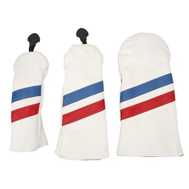 Imagem de Capa para cabeça de taco de golfe, 3 peças, à prova d'água, pu, híbrido, motorista, fairway, madeiras, proteção para golfistas, adultos, homens e mulheres