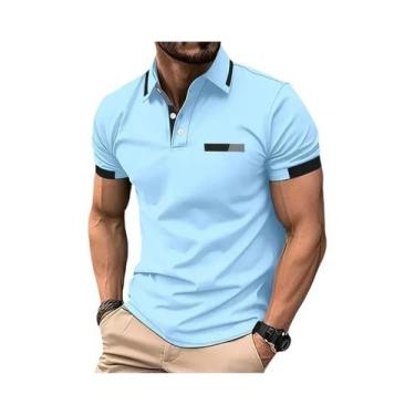 Imagem de Camisa Polo Masculina De Manga Curta Com Detalhes Contrastantes, Casua