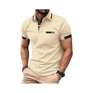 Imagem de Camisa Polo Masculina De Manga Curta Com Detalhes Contrastantes, Casua