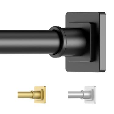 Imagem de UIOSANRT Varão de cortina de chuveiro de tensão de 79 a 152 cm, haste de chuveiro antiderrapante, montada, sem perfuração, preto, haste de tensão de mola, haste de cortina de tensão ajustável para