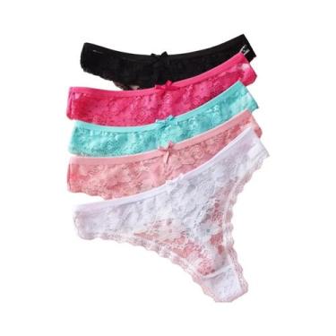 Imagem de Calcinhas Femininas Sexy De Cintura Baixa Com Renda, 5 Peças, Ultrafin