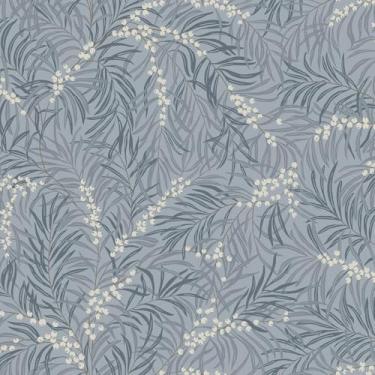 Imagem de Fiula Papel de parede azul e branco folhas e frutas papel de parede boho papel de parede autoadesivo descascar e colar papel de contato removível adequado para locatário banheiro cobertura de quarto