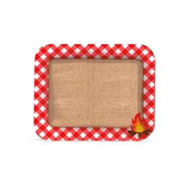 Imagem de Enfeite de Mesa Festa Juina Bandeja Xadrez Vermelha de Festa Junina - 