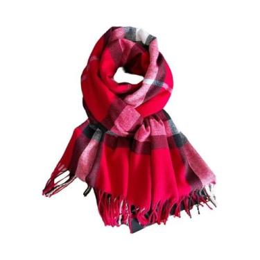 Imagem de Cachecol De Inverno Em Estampa Xadrez Para Mulheres E Homens, Tipo Cas
