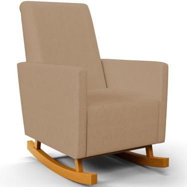 Imagem de Poltrona De Amamentação Com Balanço Ravena W01 Linho Bege Escuro - Lyam Decor