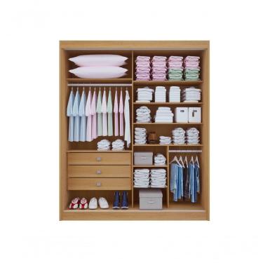 Imagem de Guarda Roupa Solteiro Santorini 2 Portas Ripado 3 Gavetas Sem Pés - D' Doro Cinamomo/off White/ripado