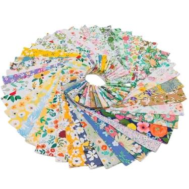 Imagem de 40 peças de tecido de algodão floral - tecido acolchoado de costura pré-cortado (6,3 cm x 49,8 cm)