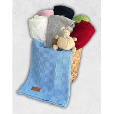 Imagem de Manta de saida de maternidade Tricô Para Menino ou Menina (Azul BB)