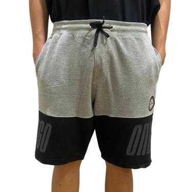 Imagem de Bermuda Onbongo Moletom D673A Cinza Preto-Masculino