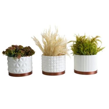 Imagem de Trio Cachepot M - Realce - Galanta, Branco/Cobre