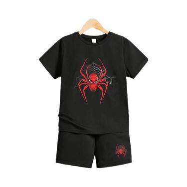 Imagem de Conjunto De Roupas De Verão Para Crianças Com Estampa De Aranha Vermel