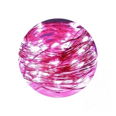 Imagem de Kit 10 Fio De Fada Led Rosa 10 Metros Luz De Decoração