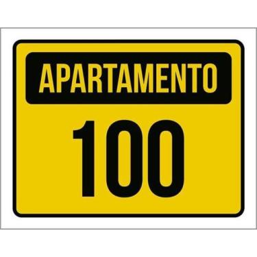 Imagem de Kit 10 Placas Sinalização - Apartamento 100 Amarela - Sinalizo