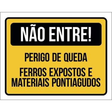 Imagem de Kit 10 Placa Acm Não Entre De Queda Ferros Expostos 18X23 - Sinalizo