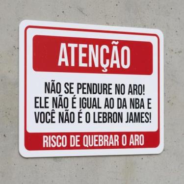 Imagem de Placa Acm Atenção Não Se Pendure No Aro Basquete 18X23 - Sinalizo